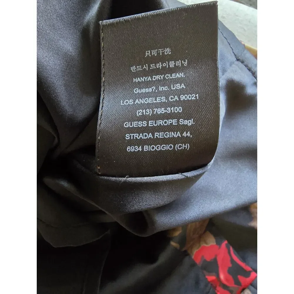 GUESS Floral Bodycon Dress Strapless Sweetheart Neck Black Red Brown Size 3 - Picture 7 of 7